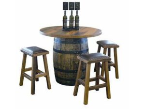 Barnwood Barrel Bar Table Set