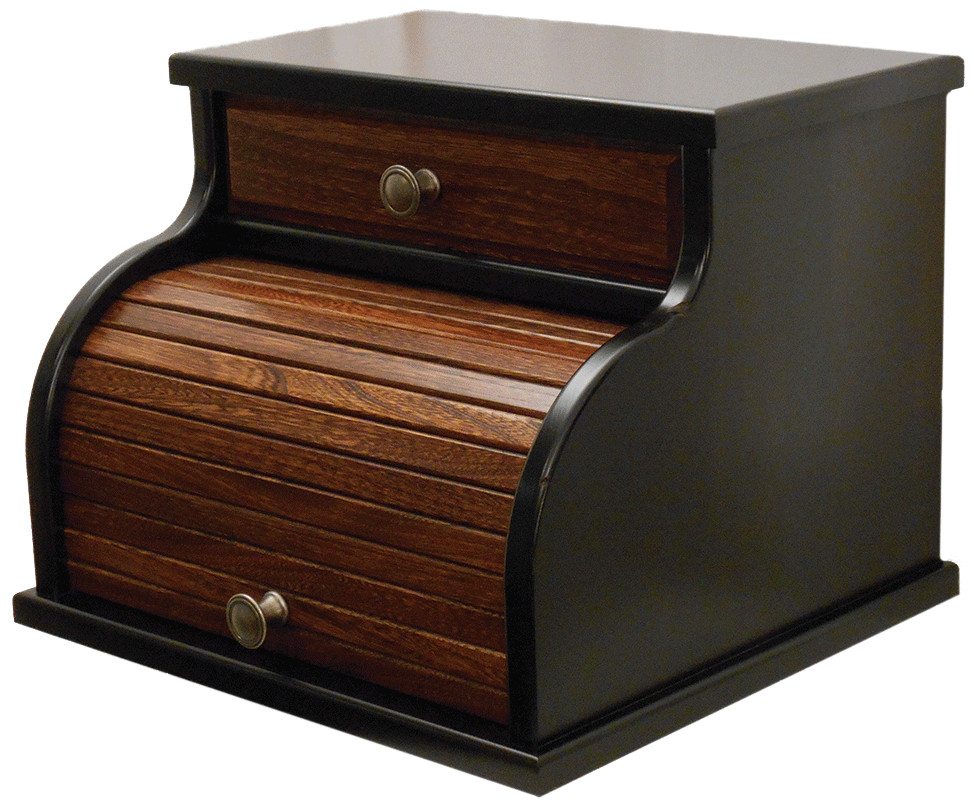 Amish Roll Top Bread Box with Drawer